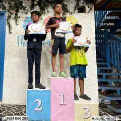 The winners' podium. Celebrating the achievements of our young champions at the Swimming Gala 2024.