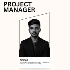 This is our Project Manager, Chetan. He is responsible for managing timelines and on-site execution, ensuring that our design vision becomes a reality for our clients.