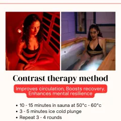 Here is a simple protocol for our popular contrast therapy method. I guide you through alternating between 10 to 15 minutes in the sauna and a few minutes in the ice plunge to maximize benefits like improved circulation and mental resilience.