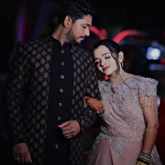 Another beautiful shot of our clients, showing how a coordinated gown and Jodhpuri suit create a picture-perfect moment.