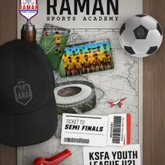 A creative graphic celebrating our U21 squad's ticket to the KSFA Youth League Semi-Finals.