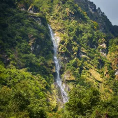 The raw beauty of the Himalayas is unmatched. This powerful waterfall was just one of the many incredible sights on our journey to Annapurna Base Camp, a trek filled with natural wonders.