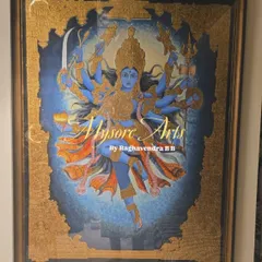 The fierce and powerful Goddess Kali, captured in a dynamic pose. This custom piece, created for a client in Mumbai, uses a bold color palette and extensive gold work to convey her divine energy, making it a striking addition to any space.