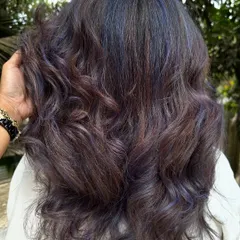 This is how the color looks after it's styled. The purple tones have a beautiful, iridescent quality.