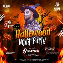 The official poster for a Halloween Night Party at Hydra. I love themed events where everyone gets into character, and I get to play a spookier, harder set.