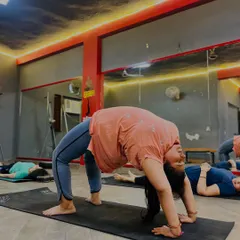 A student in Urdhva Dhanurasana (Wheel Pose), a powerful backbend that opens the entire front of the body and strengthens the arms and legs.