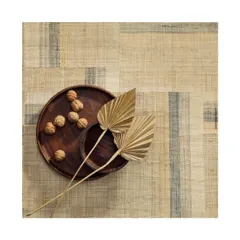 Simplicity is the ultimate sophistication. This handwoven raffia patchwork wallpaper adds a raw, organic texture to the wall, perfect for creating a calm, wabi-sabi inspired aesthetic.
