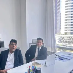 With my partner at our new office in Business Bay, Dubai. This office is our hub for international legal advisory, taxation, and representing clients in the GCC region and DIFC Courts.