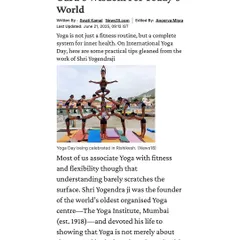 Our International Day of Yoga celebrations were featured in leading media outlets like News18, highlighting our mission to make yoga accessible to every home.