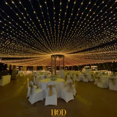 I believe in creating a complete sensory experience, and lighting is key. This breathtaking canopy of fairy lights transformed an outdoor dining area into a magical space, making guests feel like they were dining under a sky full of stars.
