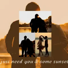 "I just need you & some sunsets." This collage perfectly captures the mood of a golden hour shoot, with beautiful silhouettes and romantic dances against the setting sun.