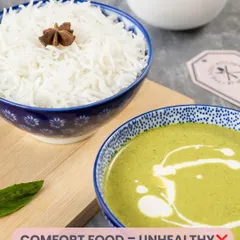 Who said comfort food equals unhealthy? My Thai green curry with steamed rice proves that nourishing food can be incredibly satisfying.