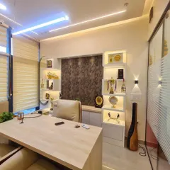 A view of my office. Here is another angle of my main cabin, showing the display of awards and trophies I have been honored to receive over the years. This space is where I dive deep into your kundli to find solutions.