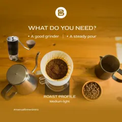 The basic setup for a V60 pour-over. All you need is a good grinder, a steady pouring kettle, and some medium-light roast coffee to get started.