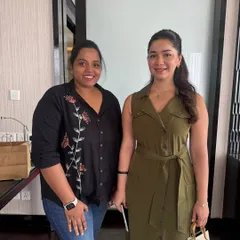 Posing with my client Sara Tendulkar after a styling session. I focus on creating professional, polished looks for all my clients, whatever the occasion.