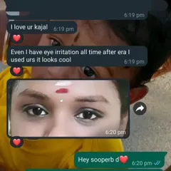 It makes me so happy to receive feedback like this. This dear customer, who has sensitive eyes, found my homemade kajal to be cooling and non-irritating. You can see how beautifully it defines her eyes.