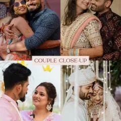 A collection of couple close-ups, from a playful Haldi embrace to a quiet moment during the wedding ceremony. These frames showcase the intimacy and connection that I strive to capture.