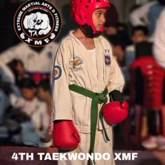 Focus and readiness. A young XMF warrior is geared up and prepared for his match at the 4th Taekwondo XMF Inter Dojo Championship.