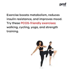 A comprehensive carousel on weight loss tips for women with PCOS. It explains that while hormonal imbalances make it challenging, focusing on nutrient-dense foods, PCOS-friendly exercises like yoga and strength training, and self-love can lead to success.