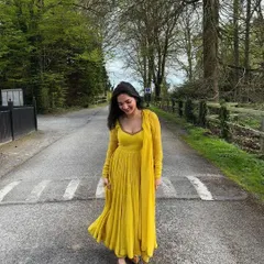 The flow and grace of the georgette anarkali are captured perfectly in this shot. The corset-style top provides a modern structure to the classic silhouette.