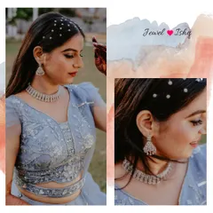 A closer look at bride Janhavi's choice. The diamond choker and jhumkas are a timeless combination that perfectly complemented her pastel blue outfit. Seeing my brides this happy is the best part of my job.