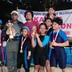 Another group photo with our competition winners. Each trophy represents hours of practice and dedication to the sport of roller skating.