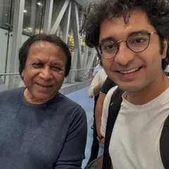 An airport selfie with the legend himself, Ustad Shahid Parvez Khan Sahab, as we head off for our Madhya Pradesh tour. The learning never stops.