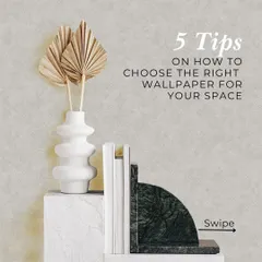 Our first tip for choosing the right wallpaper. This image is part of a series that guides you through the selection process, helping you make an informed decision for your home.