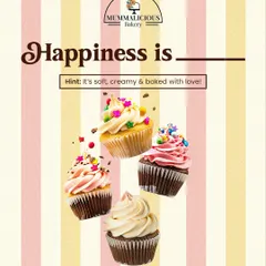 Happiness is soft, creamy, and baked with love. This graphic featuring our delicious cupcakes is a reminder to treat yourself and tag your dessert buddy.