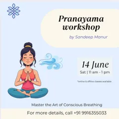 Master the art of conscious breathing in our Pranayama workshop. This immersive session covers the eight classical *kumbhakas* (breath retentions) and teaches you how to build a sustainable and powerful personal pranayama practice.