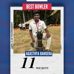 Agasthya Bangera, awarded the Best Bowler in the CNPL U-19 tournament, led our attack with skill and precision, taking 11 wickets in the series.
