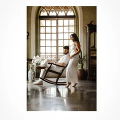 An intimate moment captured in a vintage Goan house. I love finding unique, character-filled locations for pre-wedding shoots that add a layer of storytelling to your photos.