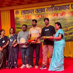 Our team being felicitated on stage after judging the dance competition. We are always excited to engage with and support the local arts and culture community in Ghaziabad.