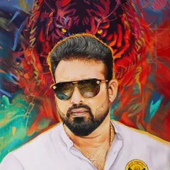 For this solo portrait, I used a dynamic and colorful style with a symbolic tiger in the background to create a powerful and personalized piece of art.