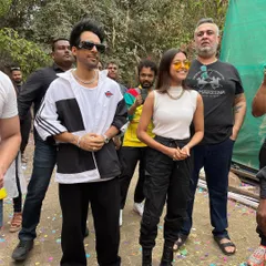 Another portrait of the celebrity performers at the Rang Barse Holi festival.