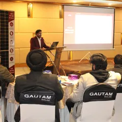 Our expert delivering an impactful session at the tech workshop in Jammu, offering valuable insights into our technically advanced modules and cutting-edge manufacturing technologies.
