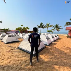 Our campsite right on the beach in Gokarna. We believe the best way to experience the coast is to fall asleep to the sound of the waves.