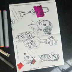 A page from my travel sketchbook from Tripunithura, Kerala. I love to draw different characters and objects I see around me.