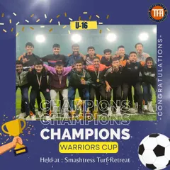 Champions of the Warriors Cup. My U-16 players celebrating their well-deserved tournament victory, a result of their exceptional teamwork and dedication.