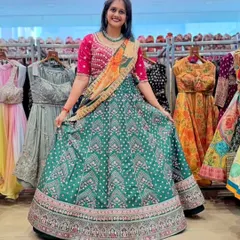 For the perfect bridesmaid or wedding guest look, this vibrant green lehenga is an absolute winner. It's festive, elegant, and lets you shine without taking the spotlight from the bride.