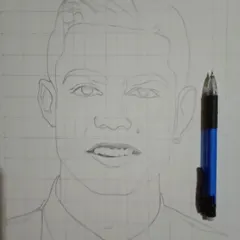 The beginning of my Cristiano Ronaldo portrait. This image shows the basic outline sketch, which is the first and most crucial step in achieving a realistic likeness.