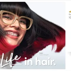 A vibrant and edgy campaign image for Dove, featuring a model with a stylish bob and bold red-dyed ends. This shot, part of the "Fill Life in hair" campaign, shows my ability to work with modern, fashion-forward hairstyles.