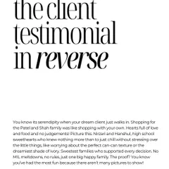 Our version of a client testimonial in reverse. We believe the magic lives in the quiet, intimate moments after the ceremony, and we style wardrobes that transition from the mandap to real life, because your wardrobe is a feeling, not a costume.