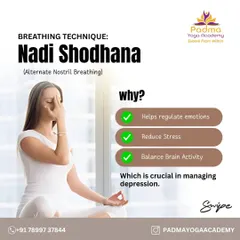 Nadi Shodhana, another form of alternate nostril breathing, is crucial for managing emotional states. It helps to regulate emotions, reduce stress, and balance brain activity, which is especially helpful for those experiencing anxiety or depression.