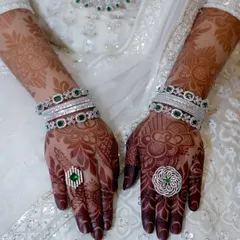 Another view of the engagement henna stain, showing its rich color.
