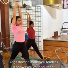 Yoga doesn't make you fearless. It shows you the courage that was already within you. This is Virabhadrasana I (Warrior I Pose), a posture that builds strength and confidence from the ground up.