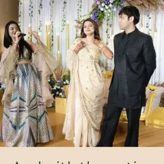 A happy moment with the stars of the evening, Keyuri and Ahaan. Interacting with the couple and making them feel special is a key part of my role as their host.