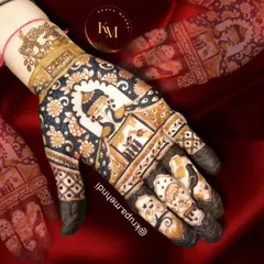 A personalized engagement design where the couple's story is told through symbols on the fingers. I love creating these unique pieces that are so meaningful.