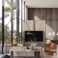 The reception area at Trident Realty features open layouts, soaring ceilings, and a warm material palette to foster relaxation and engagement. Expansive windows frame the outdoors, creating a refined blend of style and contemporary elegance.