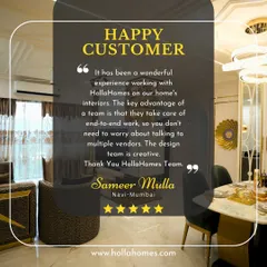 A wonderful review from our client, Mr. Sameer Mulla. He highlights our end-to-end service, which means you don't have to worry about coordinating with multiple vendors. We are proud of our creative design team and our ability to manage the entire process for you.